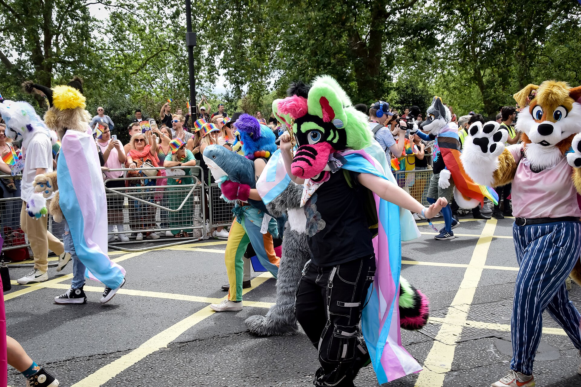 Blåhaj held during London Pride 2023